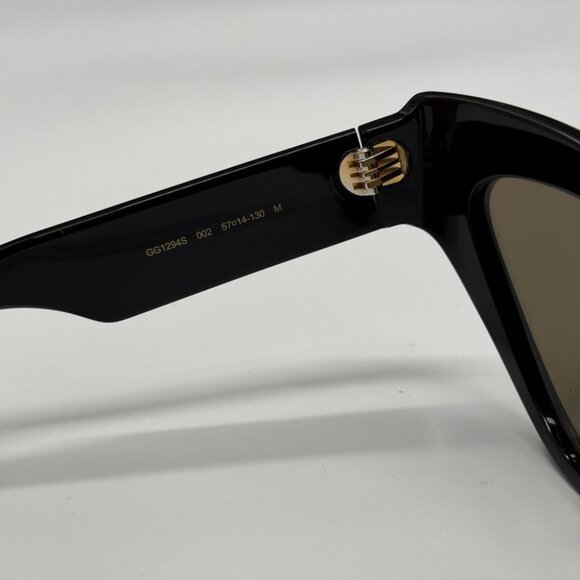 NEW GG1294S 002 GUCCI SUNGLASSES SHINY BLACK GOLD CAT EYE WOMEN EYEWEAR GUCCI - Picture 11 of 13